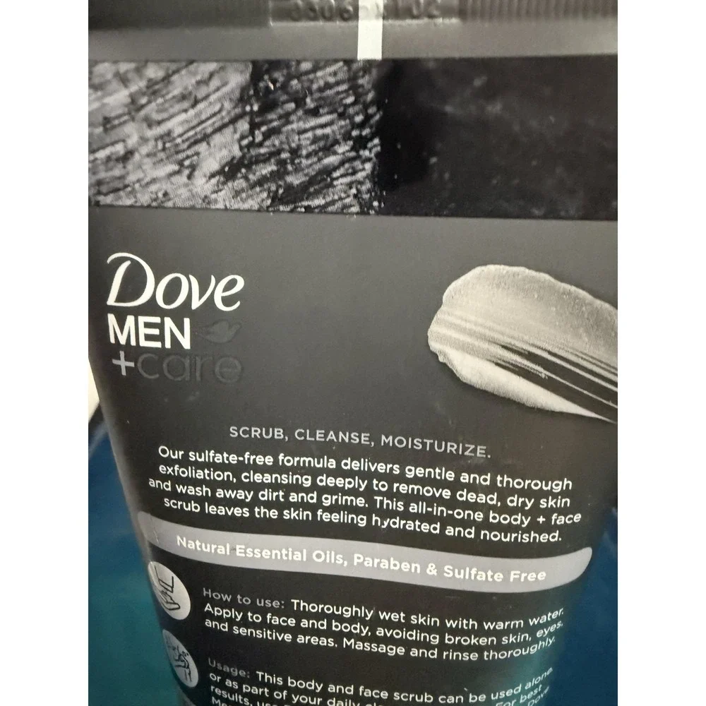 DOVE MEN + CARE Body and Face Scrub Charcoal & 9‎ Ounce (Pack of 1), Grey